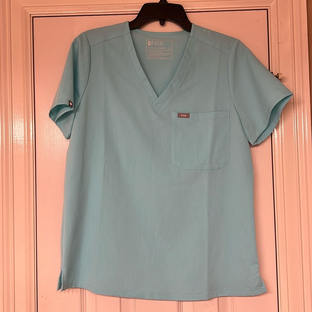 Figs women one pocket scrub top size medium turquoise